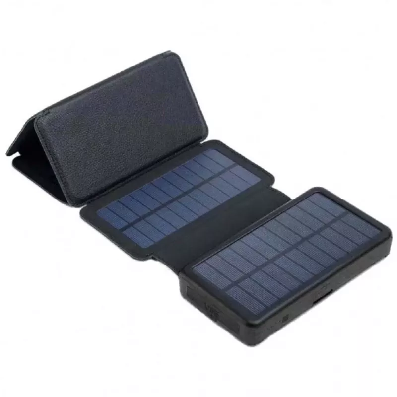 PowerNeed ES20000B panel solar plegable con power bank, 9 W, 20000 mAh, Li-Poly, 2x USB 2 A, negro