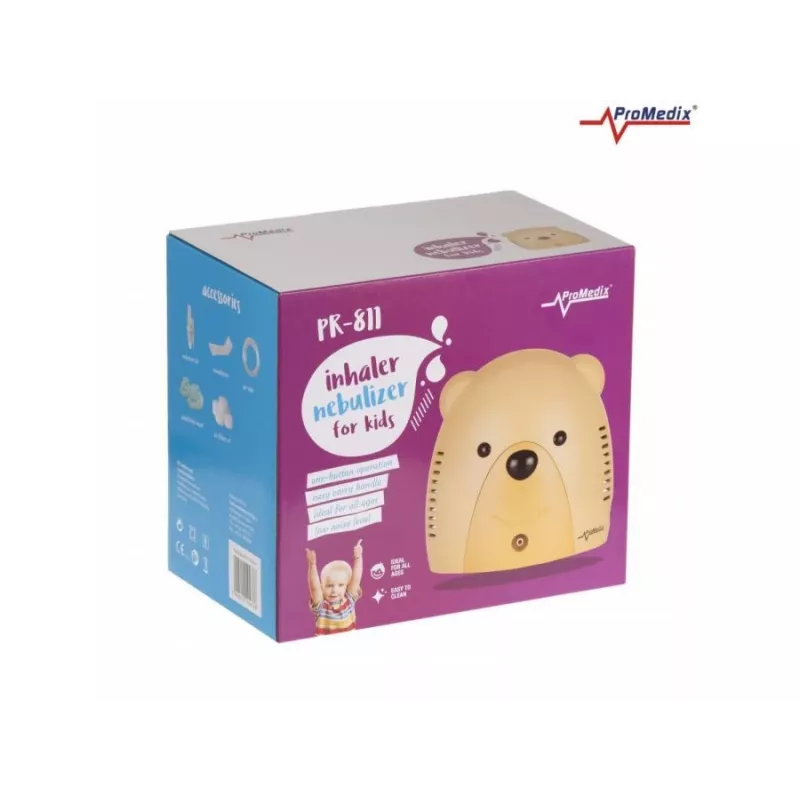 Inhalador Promedix para niños, osito de peluche, set de nebulizador, mascarillas, filtros, PR-811