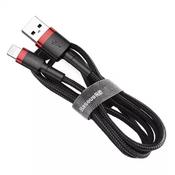 Cable USB-A a Lightning Baseus Cafule 2.4A QC 3.0, 1 m — negro/rojo