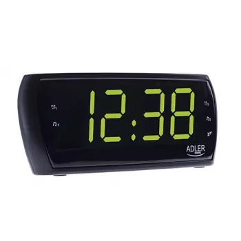 Radio despertador Adler AD 1121 — radio despertador, sintonizador FM/AM, pantalla LED, respaldo de batería, negro