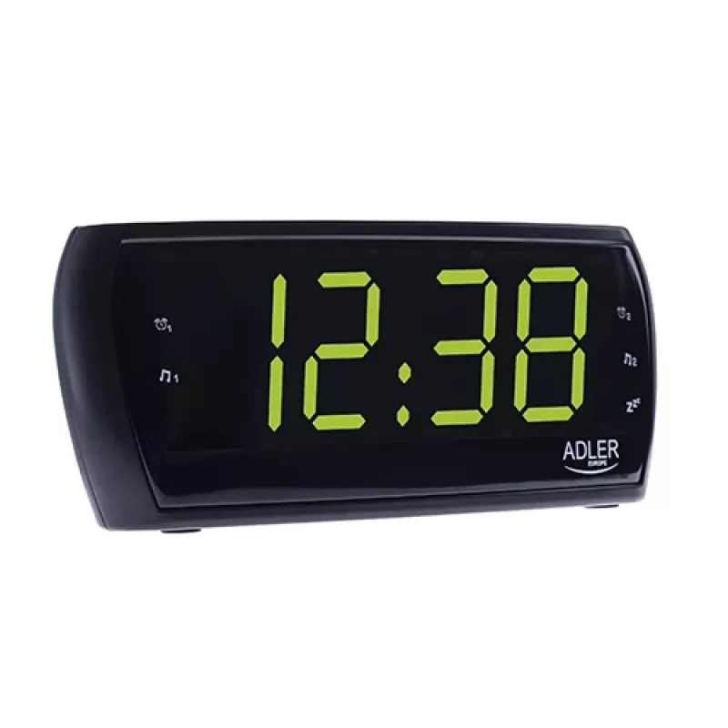 Radio despertador Adler AD 1121 — radio despertador, sintonizador FM/AM, pantalla LED, respaldo de batería, negro