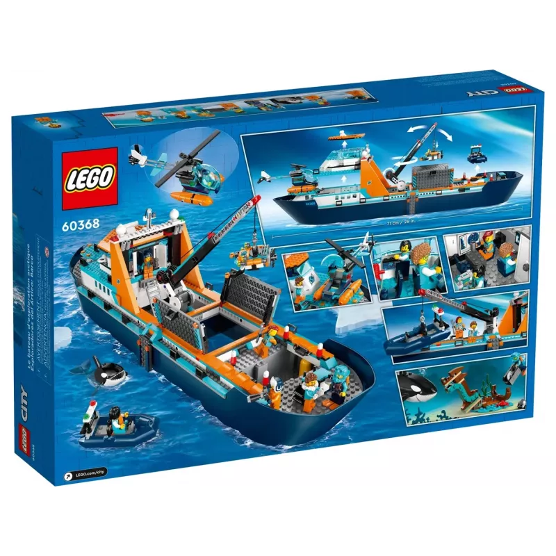 Juguete de construcción LEGO City barco de expedición ártica 60368 — 815 piezas, 7+ años, incluye 4 minifiguras