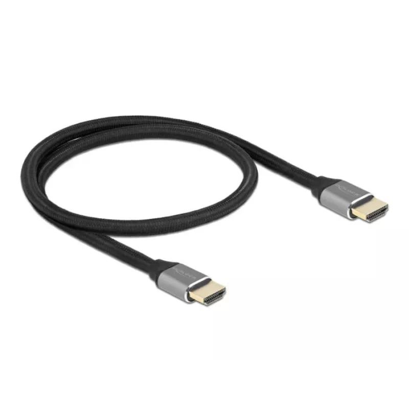 Delock - Cable HDMI Ultra High Speed - HDMI macho a HDMI macho - 50 cm - Triple aislamiento - Gris - Contactos con baño de oro, compatible con 8K 6