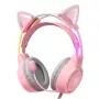 Auriculares Onikuma X15Pro gaming rosa con orejas de gato