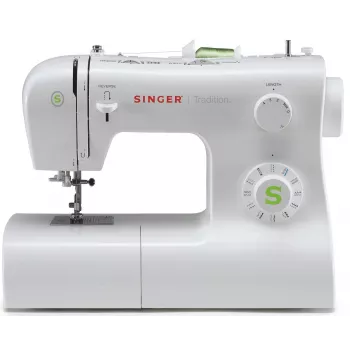 Máquina de coser SINGER Tradition 2273 — semiautomática, 23 puntadas, ojal en 4 pasos, brazo libre, blanca