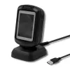 Lector de códigos de barras fijo 1D/2D QOLTEC 50864, sensor LED, USB (con cable), negro, 145×85×80 mm