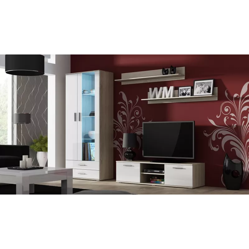 Soporte de TV Cama SOHO 140 roble Sonoma/blanco brillante
