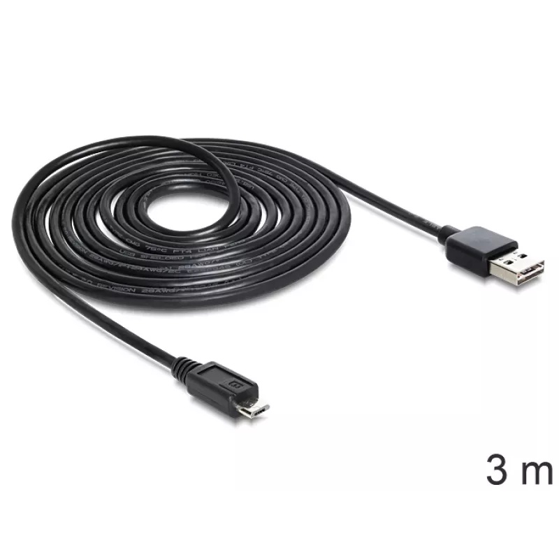 Cable USB DeLOCK EASY-USB 2.0-A - USB 2.0 Micro-B 3 m