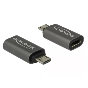 DeLOCK - Adaptador USB - USB-C (H) a Micro-USB Type-B (M) - USB 3.1 Gen 1 - 2,8 cm - Antracita (65927)