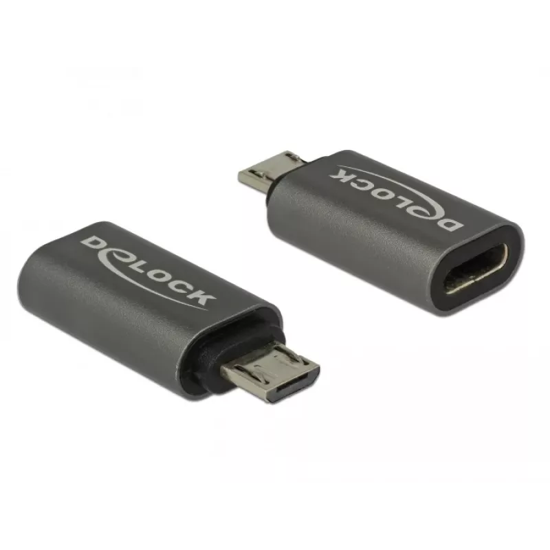 DeLOCK - Adaptador USB - USB-C (H) a Micro-USB Type-B (M) - USB 3.1 Gen 1 - 2,8 cm - Antracita (65927)
