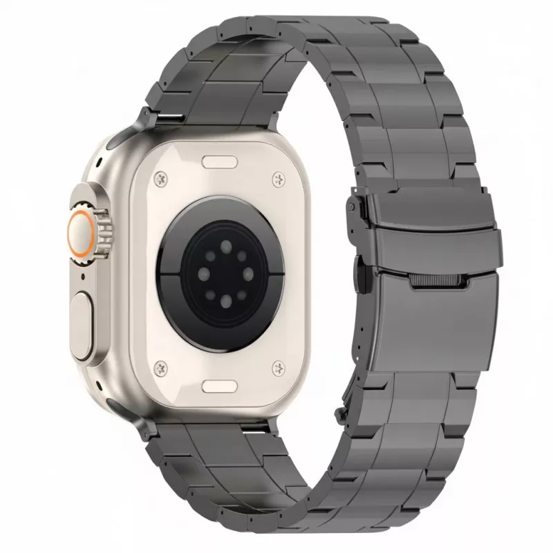 Correa GUAN Premium para Apple Watch, negra/gris, 44 mm, 45 mm, 42 mm (Serie 1/2/3), 49 mm, 46 mm, GA-MAG-BNDA-P-BGL