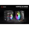 Disipador de CPU por aire SAVIO SAVGCOVORTEXX2ARGB con 4 heatpipes, ventilador ARGB de 120 mm, negro