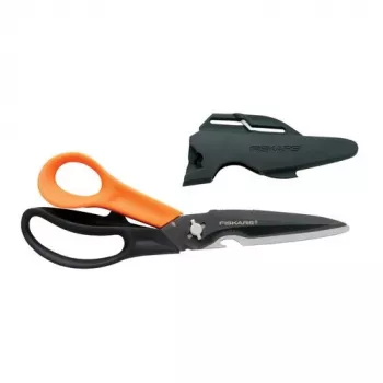 Tijeras de cocina Fiskars Multiscissor Cuts + More 1000809 — mango negro, detalles naranjas