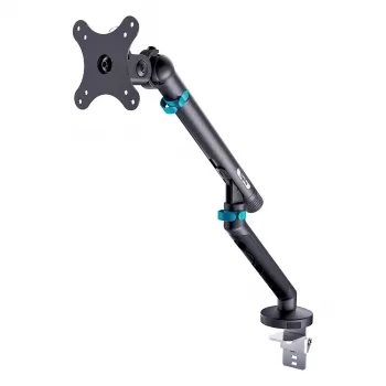 Soporte de monitor DIGITUS Single Design para pantallas de hasta 35 pulgadas, pinza, 10 kg, VESA 75x75–100x100, inclinación -45–90°