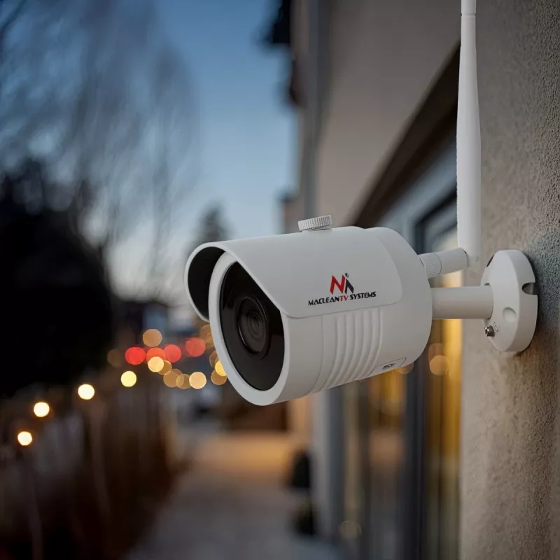 Cámara IP Maclean IPC WiFi 5MPx exterior, con sirena, CMOS 1/2.5, H.264/H.264+/H.265/H.265+/JPEG/AVI, Onvif, MCTV-516
