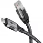 Wentronic goobay - Cable de red - 24 pines USB-C (M) a RJ-45 (M) - 1,0 m - 6 mm - FTP - CAT 6 - USB 3.1 - cable trenzado - negro, plateado (70696)