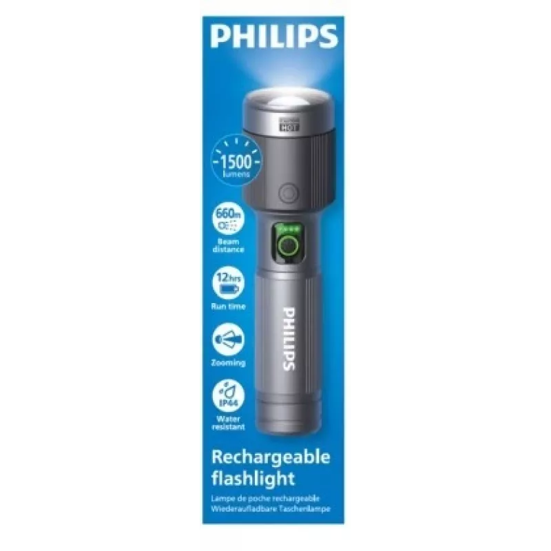 Linterna Philips recargable USB-C 1500 lm 2000 mAh