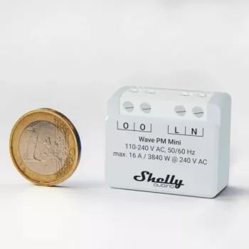 Interruptor inteligente Shelly Qubino Wave PM Mini gris, inalámbrico, 110–240 V, 16 A, 24–30 V DC, 868,4 MHz
