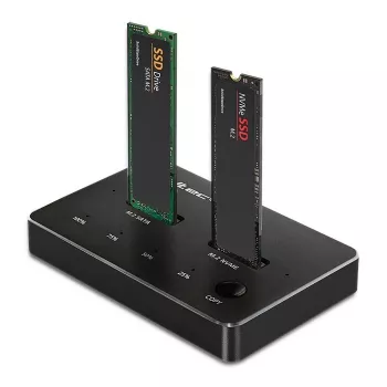 Qoltec 52274 Base de acoplamiento para SSD M.2 | NVMe | SATA | USB-C | DUAL 2 x 2TB