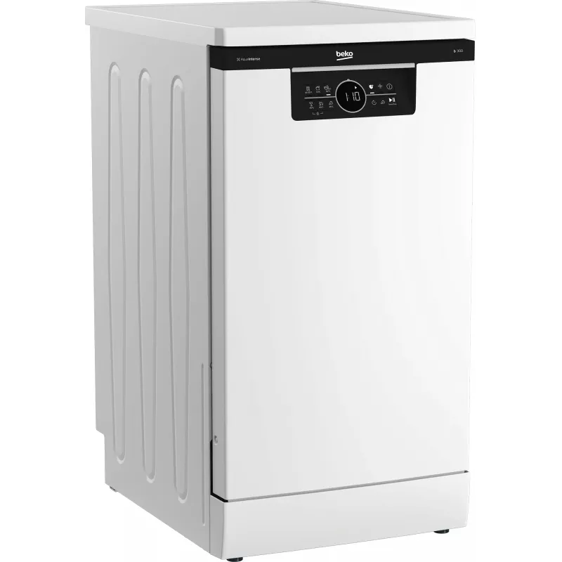 Lavavajillas independiente BEKO BDFS26120WQ, clase de eficiencia energética E, ancho 45 cm, 6 programas, motor inverter, tercer cajón, blanco