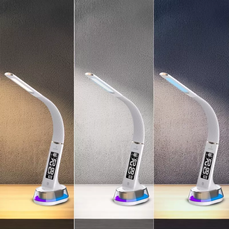 Lámpara de escritorio Hawk HW-LAMP05 blanca LED ajustable — lámpara de trabajo LED compacta con brazo ajustable