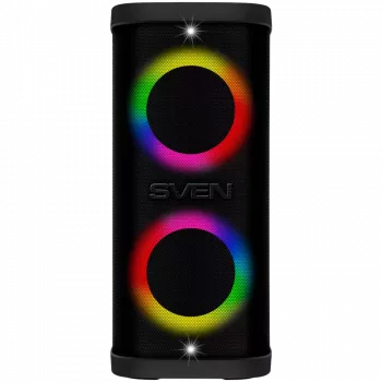 Altavoz portátil SVEN PS-950, negro, potencia de salida 2x80W (RMS), TWS, Bluetooth, IPx4, FM, USB, microSD, pantalla LED, batería de litio