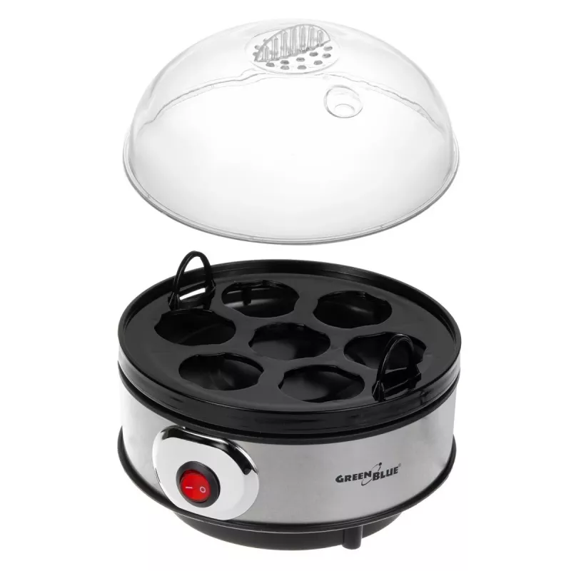 Huevera GreenBlue GB572 vaporera eléctrica de huevos 400 W, capacidad 7 huevos, plateado, dureza ajustable