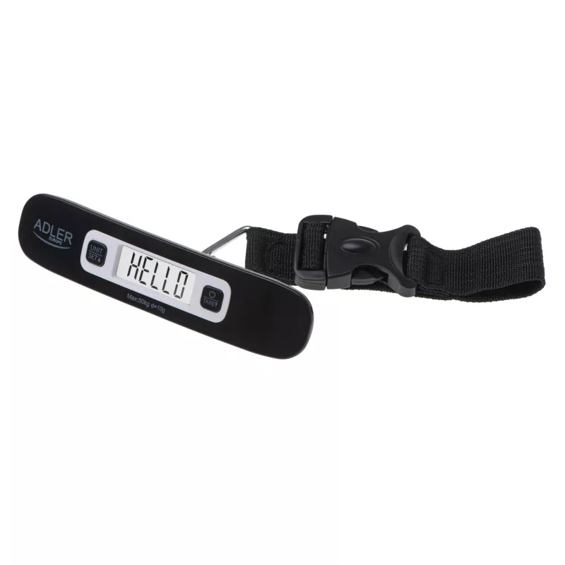 Báscula de viaje Adler AD 8190 apagado automático carga máxima 50 kg indicador de batería baja; indicador de sobrecarga; rango de medición: de 50 g a 50 kg