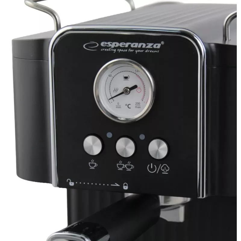 Cafetera de espresso ESPERANZA EKC010 — depósito de agua de 1,8 L, 850 W, 20 bar, espumador de leche integrado