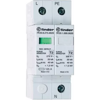 Protector contra sobretensiones Finder monofásico + descargador de chispas (7P.22.8.275.1020)