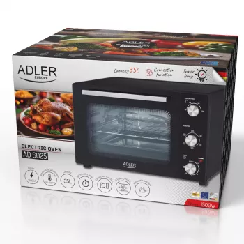 Horno eléctrico Adler AD 6025 — capacidad 35 L, 1500 W, negro