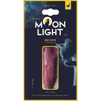 Premio húmedo para gatos MOONLIGHT Dinner filete de pato sobre de 22 g — gatos adultos, pato natural, 65 % de humedad, 23,2 % de proteína, bajo en grasa 1,3 %