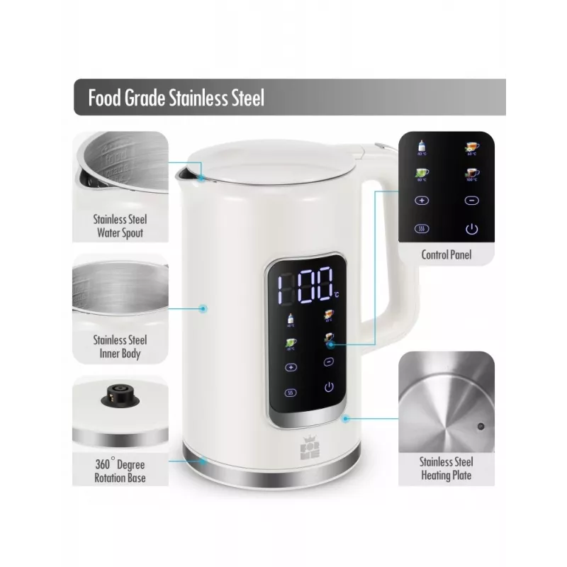 Hervidor Forme FKG-8217, inalámbrico, acero inoxidable, capacidad de 1,7 L