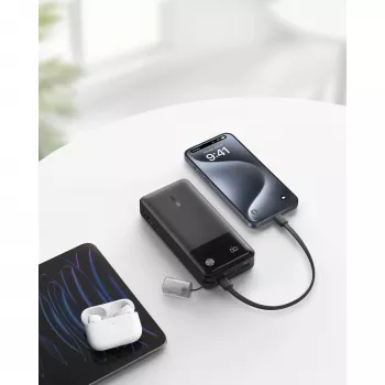 Batería externa con cable USB-C 20000 mAh 30W Negro