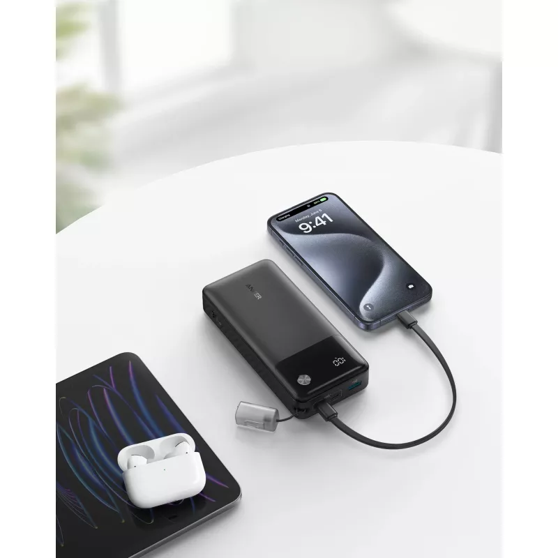 Batería externa con cable USB-C 20000 mAh 30W Negro
