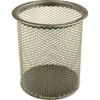 helit Pen Cup Mesh H2518100 9x10cm Redondo Una plaza Metal Plata (H2518100)