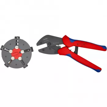 Knipex 97 33 02 Alicate crimpador de cables Herramienta de crimpado Azul, Rojo