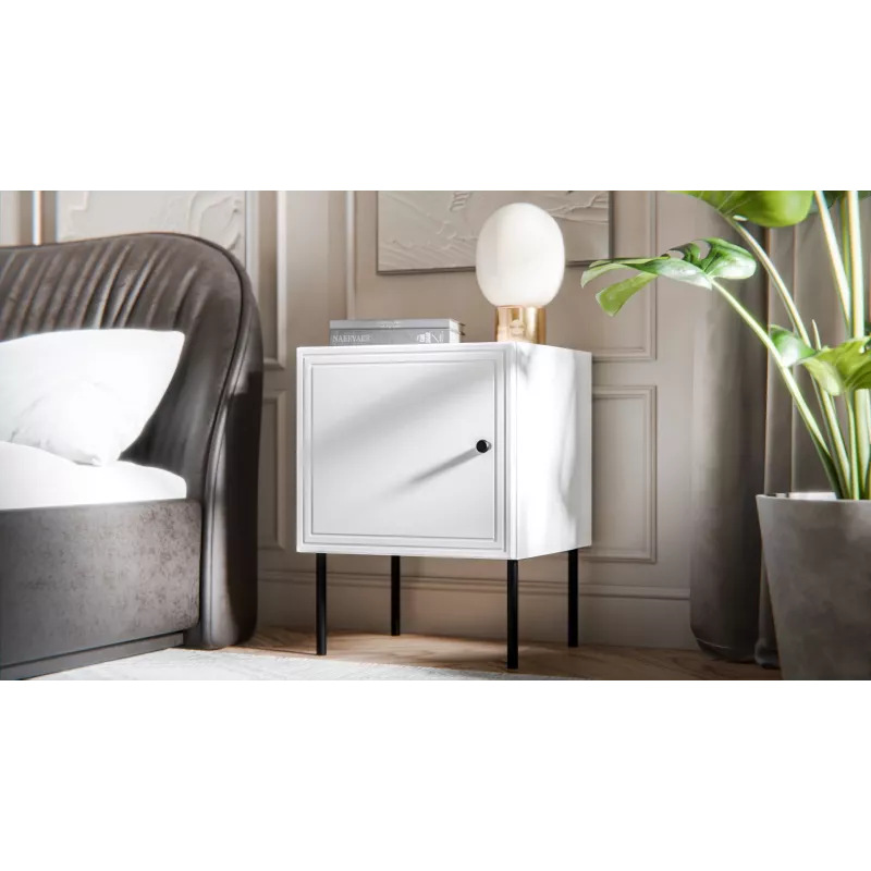 Set de mesita de noche 2 uds. cama meble PALAZZO BIS 45×39×H59 cm, blanco mate, MDF/aglomerado
