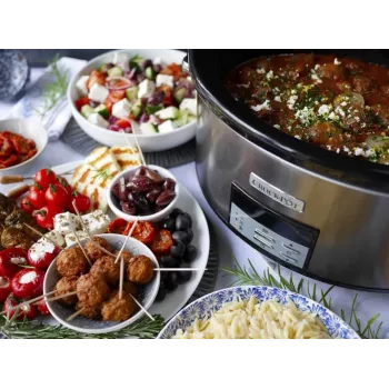 Olla de cocción lenta Crock-Pot CSC063X 7,5 L, 320 W, carcasa de acero inoxidable, recipiente de cerámica extraíble
