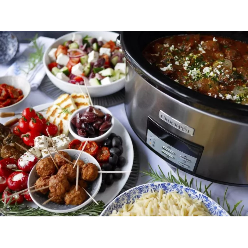 Olla de cocción lenta Crock-Pot CSC063X 7,5 L, 320 W, carcasa de acero inoxidable, recipiente de cerámica extraíble