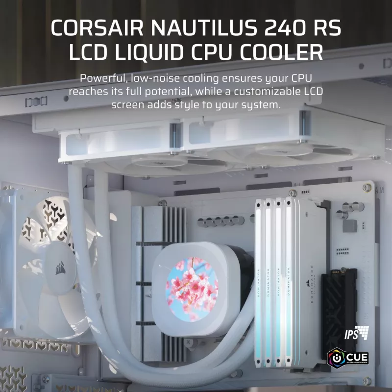 Refrigeración líquida todo en uno Corsair Nautilus 240 RS LCD 12 cm blanco