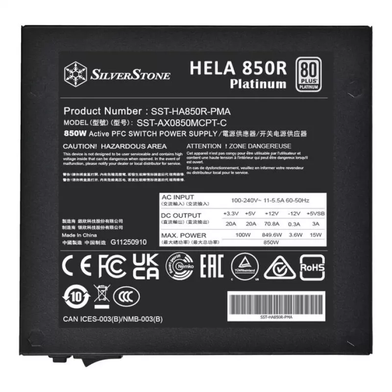 Fuente de alimentación SilverStone HELA 850R 850 vatios