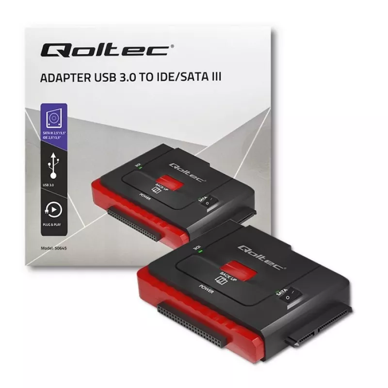 Adaptador USB 3.0 a IDE SATA III QOLTEC 50645