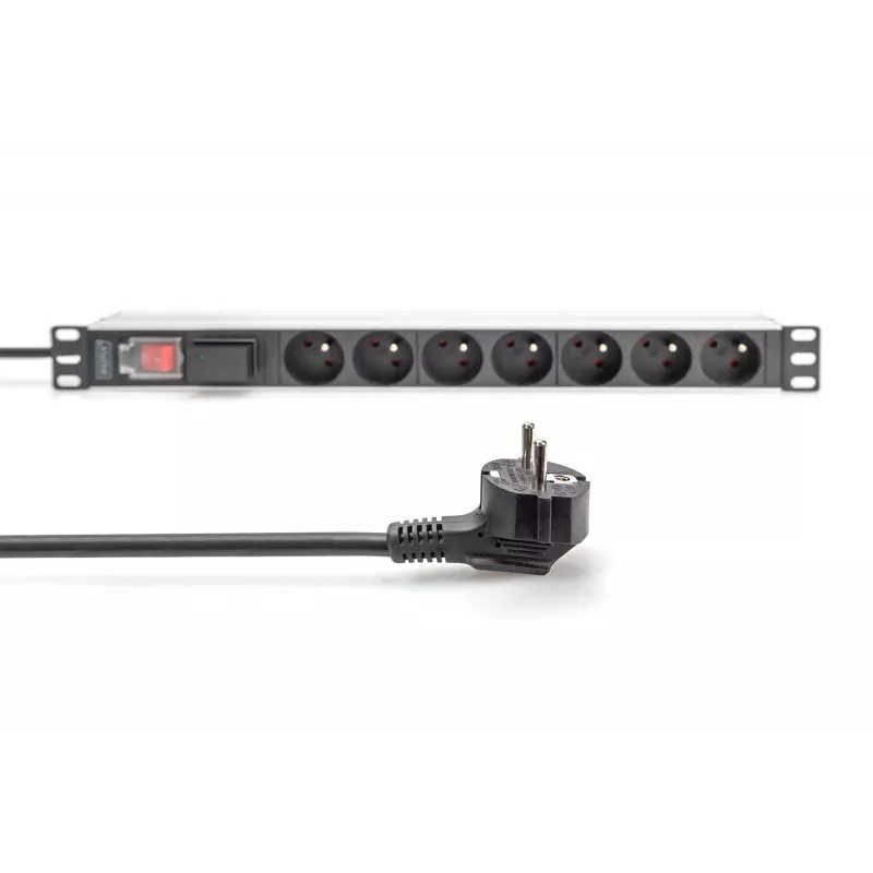 Regleta de enchufes Digitus con perfil de aluminio 7 tomas CEE 7/5 cable de 2 m
