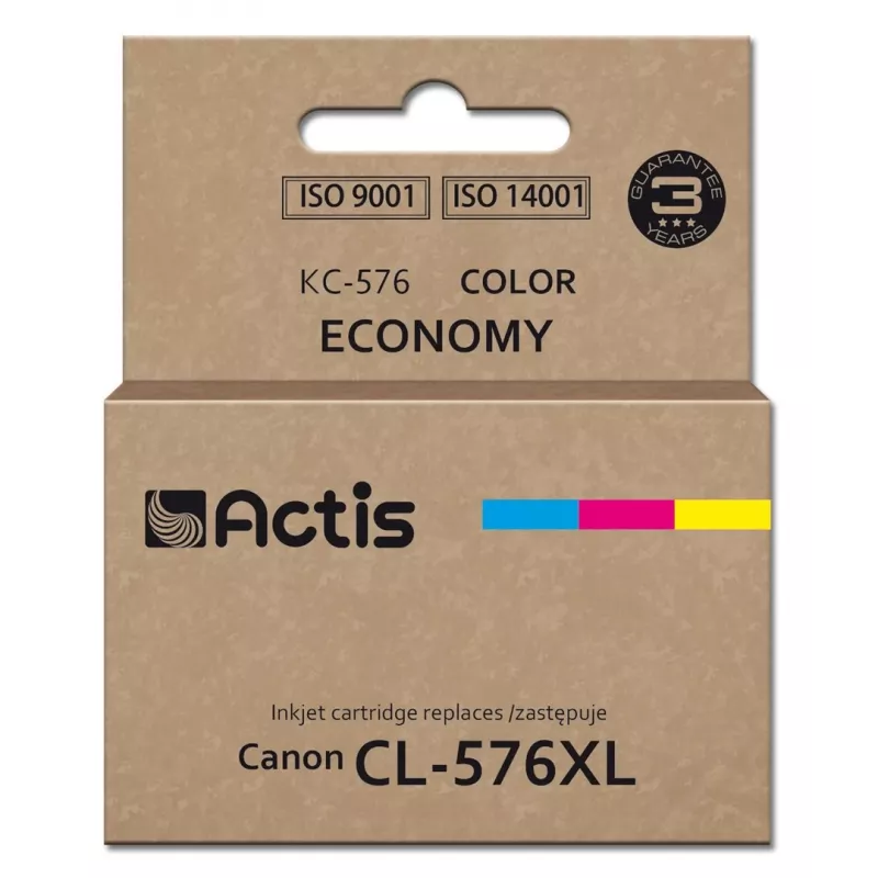 Cartucho compatible ACTIS KC-576 para impresora Canon — azul, rojo, amarillo, 15 ml, rendimiento estándar