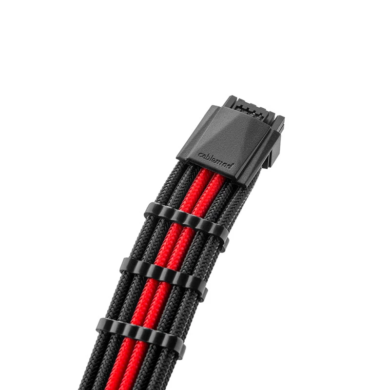 CableMod C-Series PRO RM kit de cables de fuente de alimentación Black Label CM‑PCSR‑16P3KIT‑NKKR‑R — cables modulares de PSU con funda negro-rojo