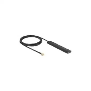 Antena WLAN DELOCK 5,8 GHz conector macho RP-SMA omnidireccional 3 dBi con cable RG-174 de 3 m, negro, autoadhesiva