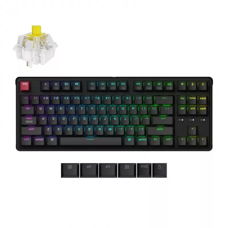 Teclado mecánico con cable Keychron C3PX-H1 RGB, formato compacto, conexión por cable USB-C