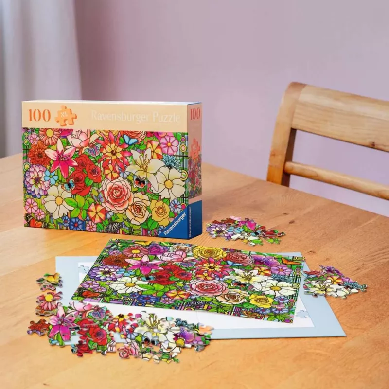 Ravensburger Feel Well & Puzzle - Ventana de flores, 100 piezas, elementos táctiles