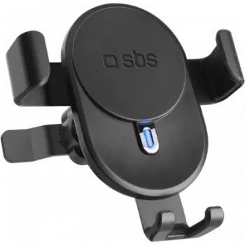 Soporte SBS con carga inalámbrica 15 W y abrazadera de tornillo (negro) (TESUPWIR15SCREW)